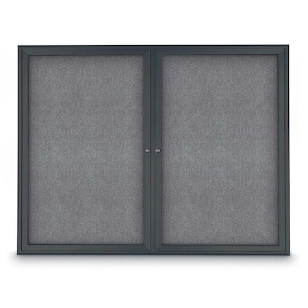 United Visual Products Sliding Door Indoor Enclosed Corkboard, 9 UV9030ACS-WHITE-PEARL